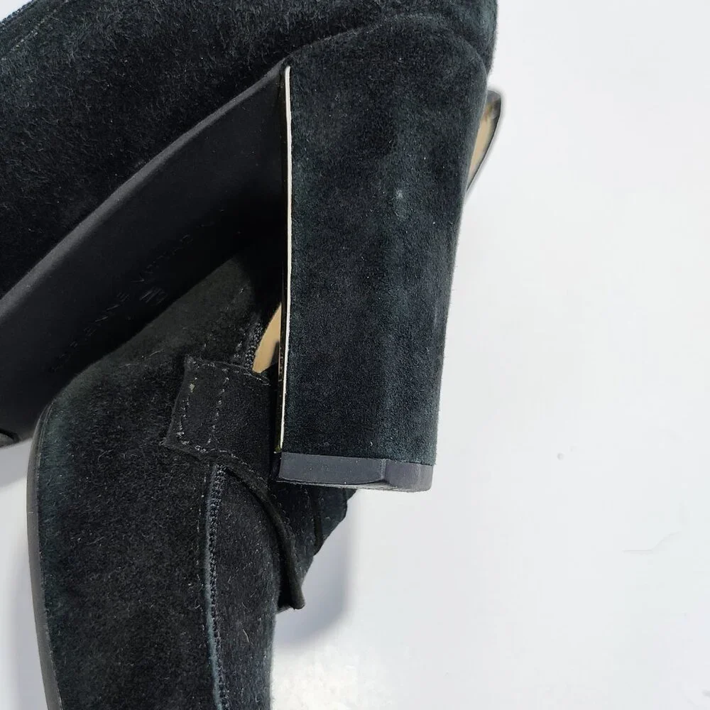 Adrienne Vittadini Women's Size 6M Black Suede‎ Penny Loafer Block Heels